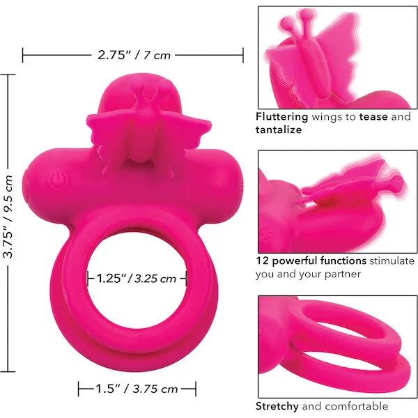 Silicone Rechargeable Butterfly Dual Ring