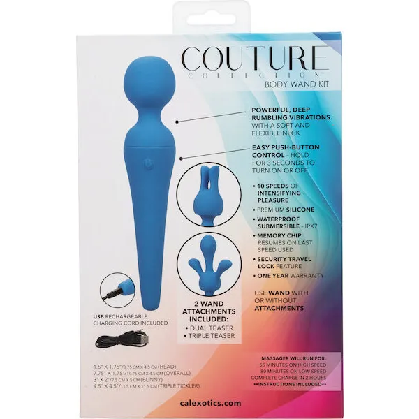 Couture Collection Body Wand Vibrator Kit - Blue
