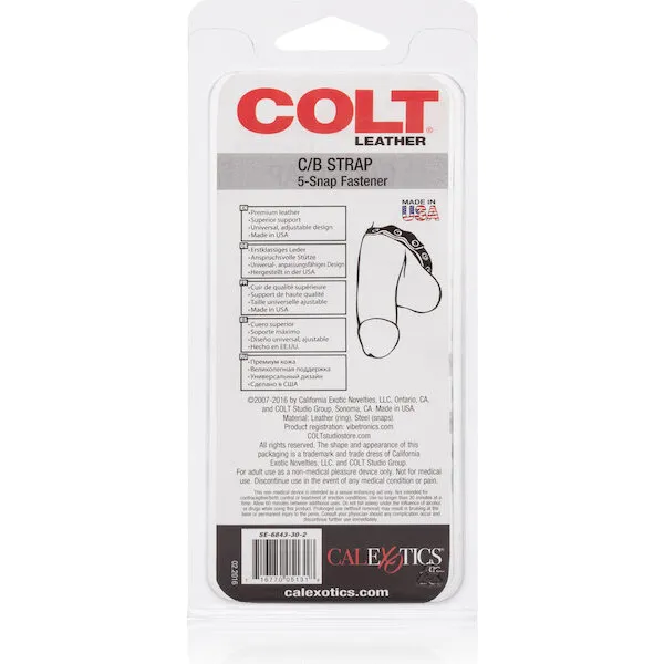 COLT-Leather-C-B-Strap-5-Snap-Fastener-Black