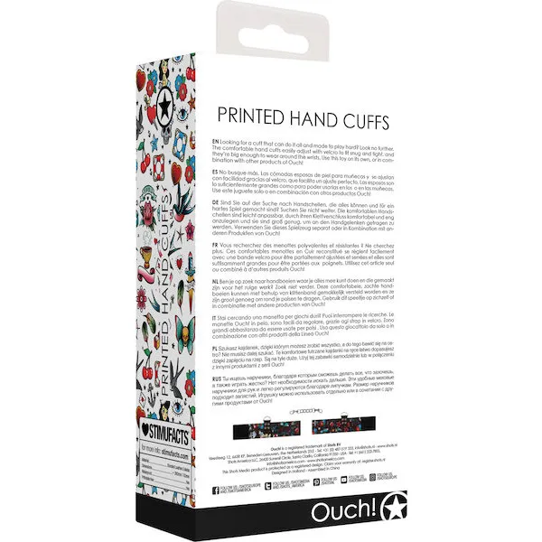 Shots-Ouch-Old-School-Tattoo-Style-Printed-Hand-Cuffs-Black