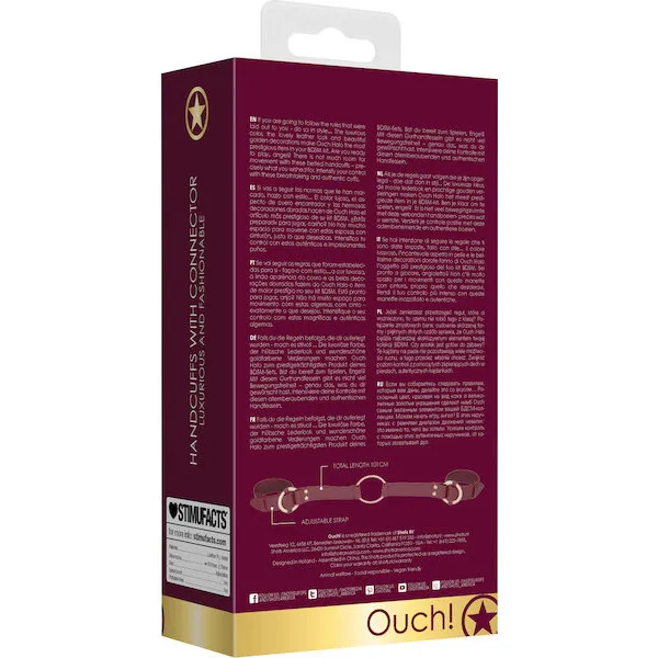 Shots-Ouch-Halo-Handcuff-w-Connector-Burgundy