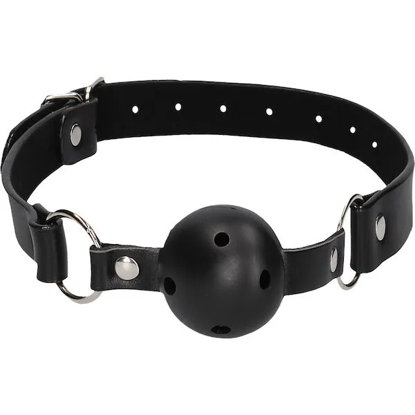 Shots-Ouch-Black-and-White-Breathable-Ball-Gag-w-Nipple-Clamps-Black