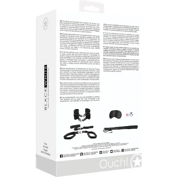 Shots-Ouch-Black-and-White-Bed-Post-Bindings-Restraint-Kit-Black