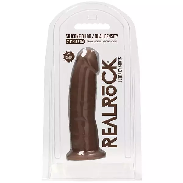 Shots-RealRock-7-5-inch-Silicone-Dual-Density-Dildo-Brown