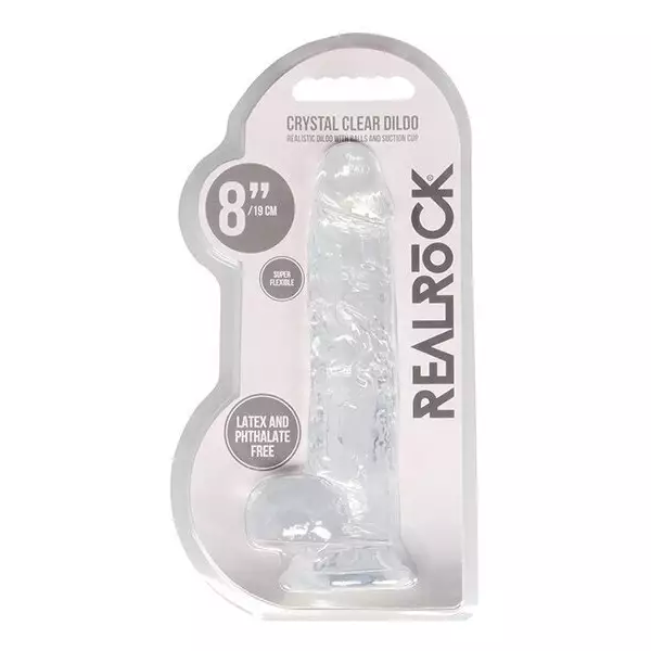Shots-RealRock-Realistic-Crystal-Clear-8-inch-Dildo-w-Balls-Transparent-Clear