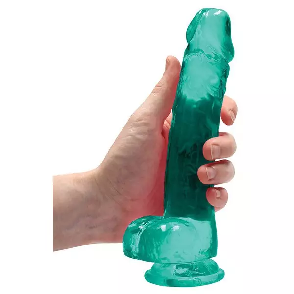 Shots-RealRock-Realistic-Crystal-Clear-8-inch-Dildo-w-Balls-Turquoise