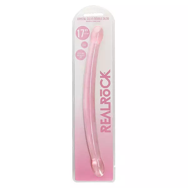 Shots-RealRock-Crystal-Clear-17-inch-Double-Dildo-Pink