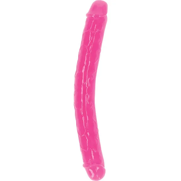 Shots-RealRock-12-inch-Double-Dong-Glow-in-the-Dark-Neon-Pink
