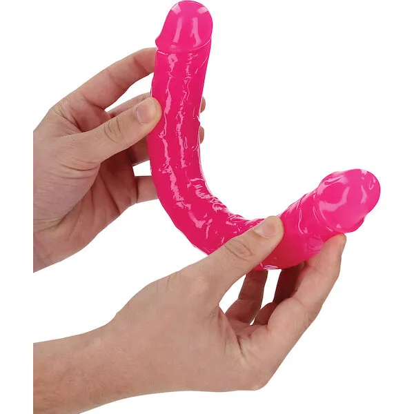 Shots-RealRock-12-inch-Double-Dong-Glow-in-the-Dark-Neon-Pink