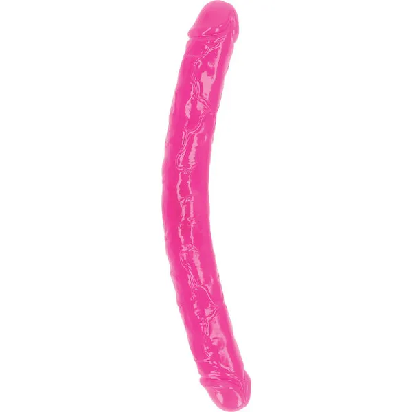 Shots-RealRock-15-inch-Double-Dong-Glow-in-the-Dark-Neon-Pink