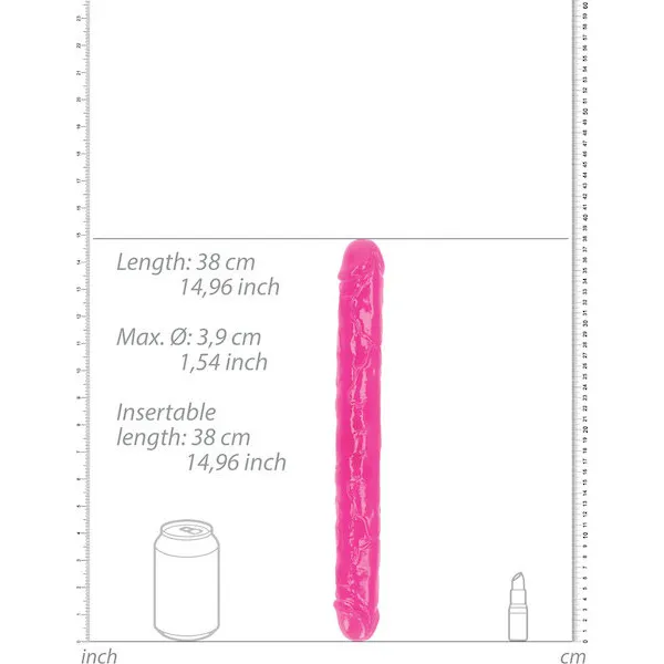 Shots-RealRock-15-inch-Double-Dong-Glow-in-the-Dark-Neon-Pink