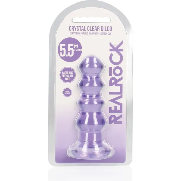 Shots-RealRock-Crystal-Clear-5-5-inch-Curvy-Dildo-Butt-Plug-Purple