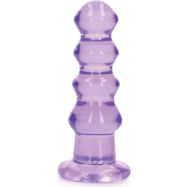 Shots-RealRock-Crystal-Clear-5-5-inch-Curvy-Dildo-Butt-Plug-Purple