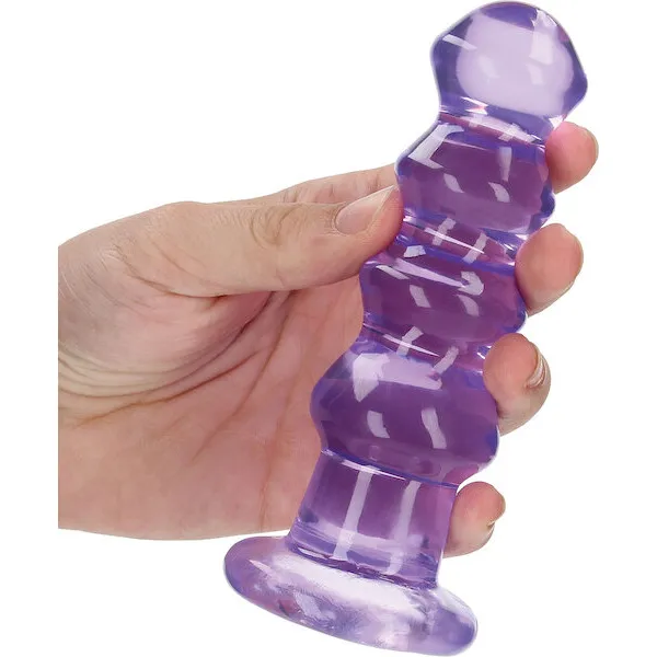 Shots-RealRock-Crystal-Clear-5-5-inch-Curvy-Dildo-Butt-Plug-Purple