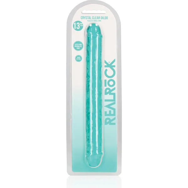 Shots-RealRock-Crystal-Clear-13-inch-Double-Dildo-Turquoise