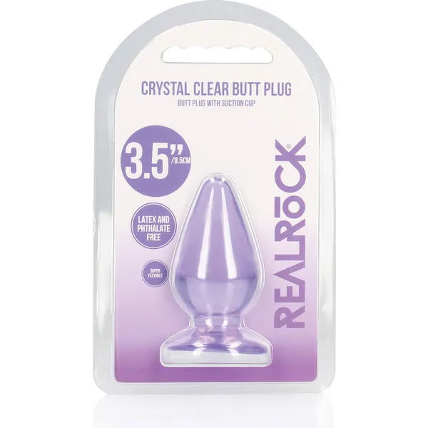 Shots-RealRock-Crystal-Clear-3-5-inch-Anal-Plug-Purple