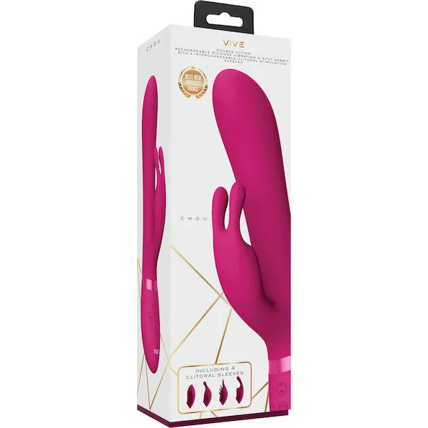 Shots-Vive-Chou-G-Spot-Rabbit-w-Interchangeable-Clitoral-Attachments-Pink