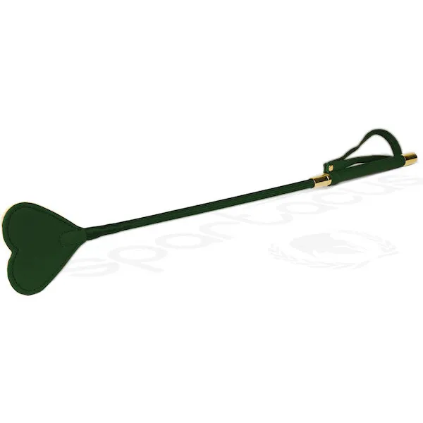 Spartacus-PU-Riding-Crop-w-Plush-Heart-Shape-Tip-Green