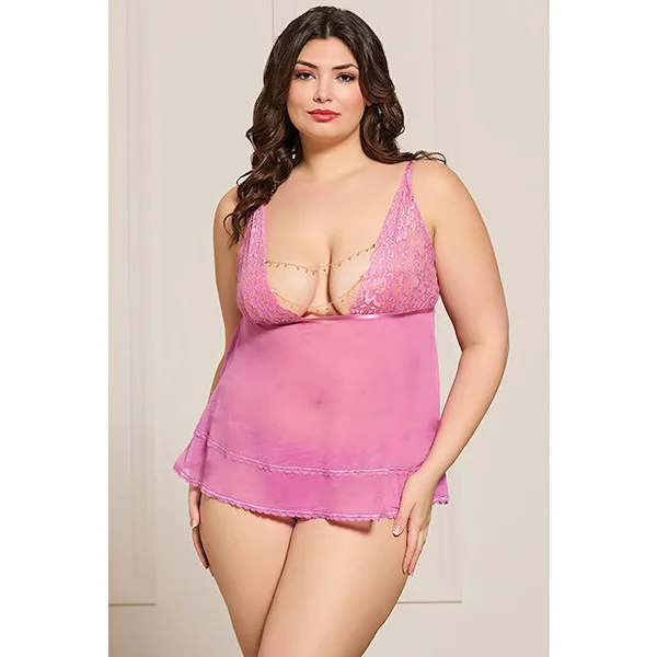 Lace-and-Mesh-Babydoll-w-Thong-and-Rhinestone-Detail-Pink-QN
