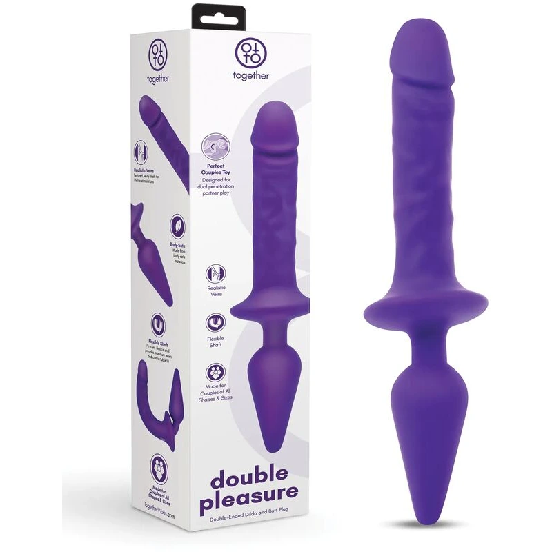 Together-Double-Pleasure-11-inch-Double-Ended-Dildo-and-Butt-Plug-Purple