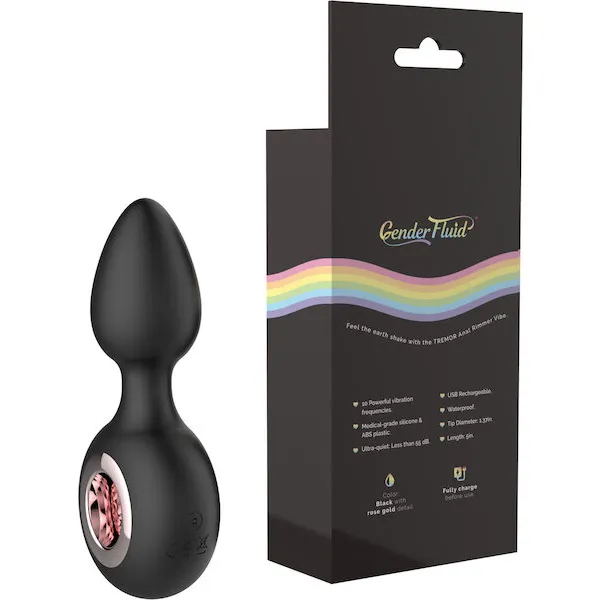 Gender Fluid Tremor Ring Plug Anal Vibe - Black