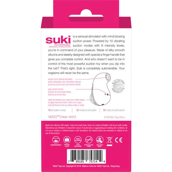VeDO Suki Rechargeable Vibrating Sucker - Foxy Pink