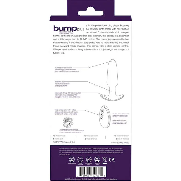 VeDO-Bump-Plus-Rechargeable-Remote-Control-Anal-Vibe-Deep-Purple