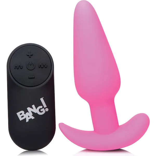 Bang-21X-Vibrating-Silicone-Butt-Plug-w-Remote-Pink