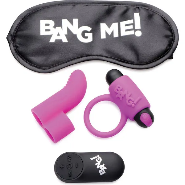 Bang-Couple-039-s-Kit-with-RC-Bullet-Blindfold-Cock-Ring-and-Finger-Vibe-Purple