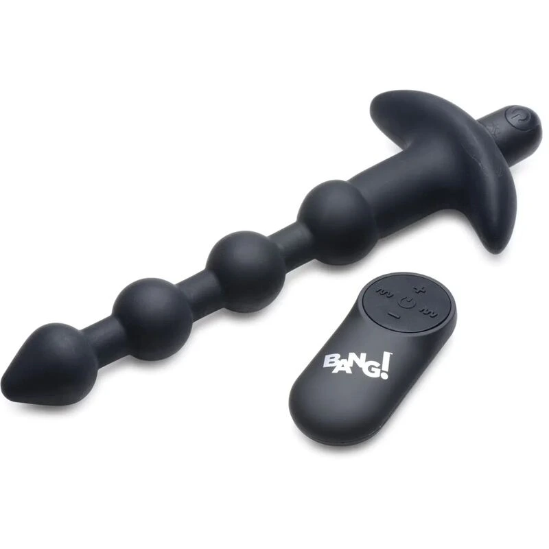 Bang-28X-Vibrating-Silicone-Anal-Beads-w-Remote-Control-Black