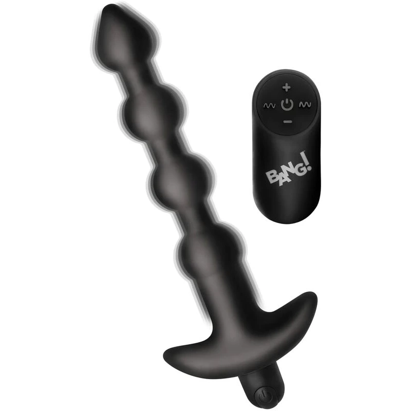 Bang-28X-Vibrating-Silicone-Anal-Beads-w-Remote-Control-Black
