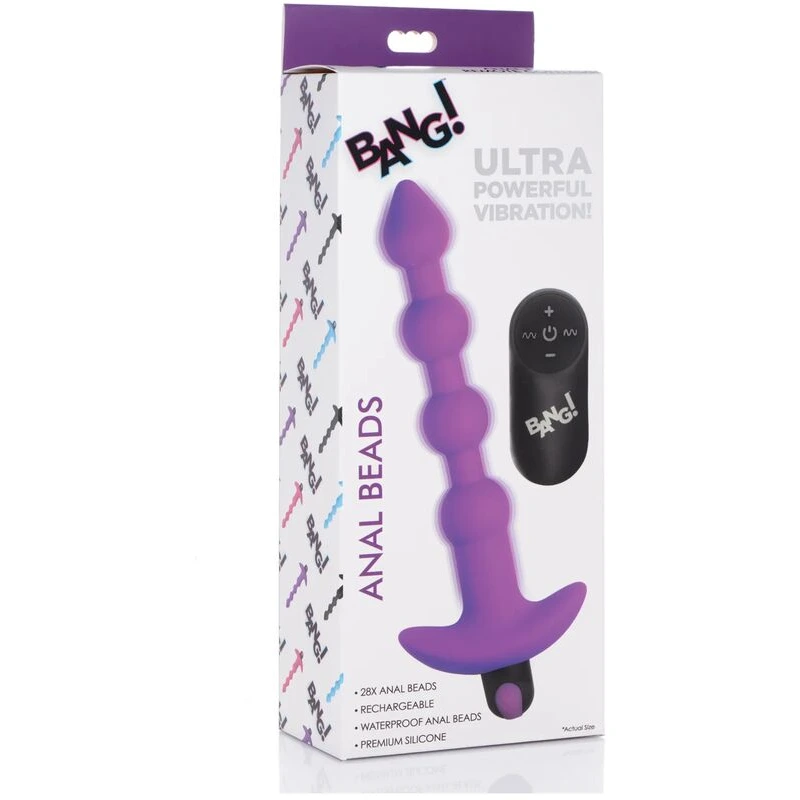 Bang-28X-Vibrating-Silicone-Anal-Beads-w-Remote-Control-Purple