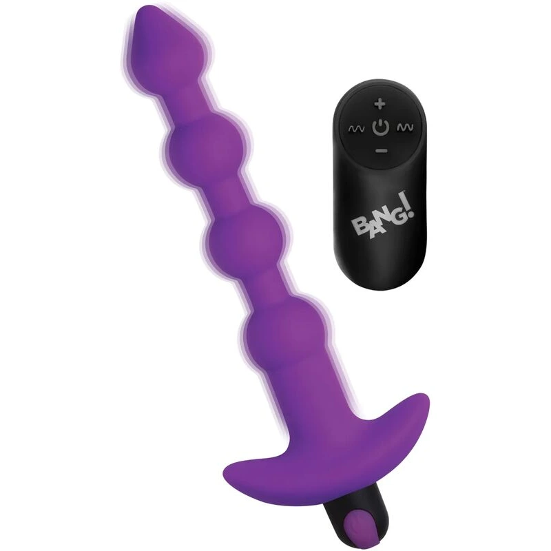 Bang-28X-Vibrating-Silicone-Anal-Beads-w-Remote-Control-Purple