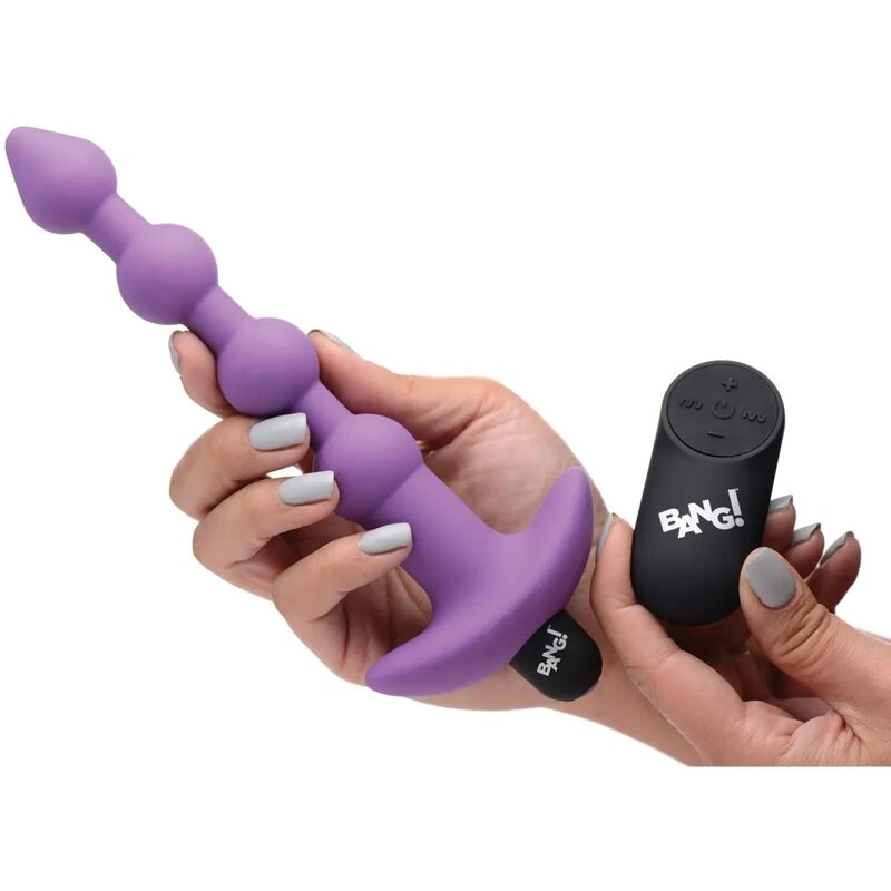 Bang-28X-Vibrating-Silicone-Anal-Beads-w-Remote-Control-Purple