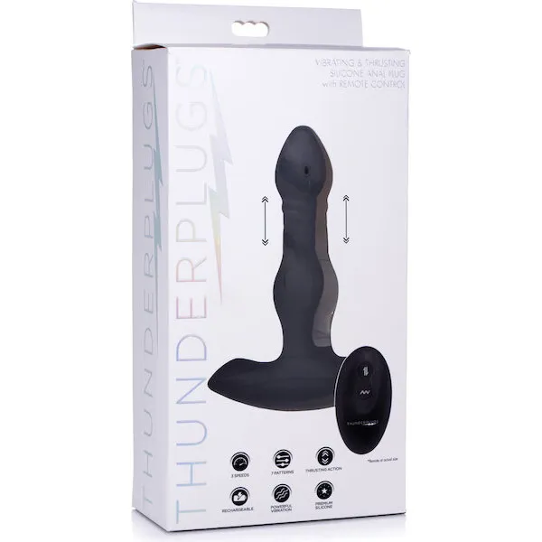 ThunderPlugs-Silicone-Vibrating-and-Thrusting-Plug-w-Remote-Black