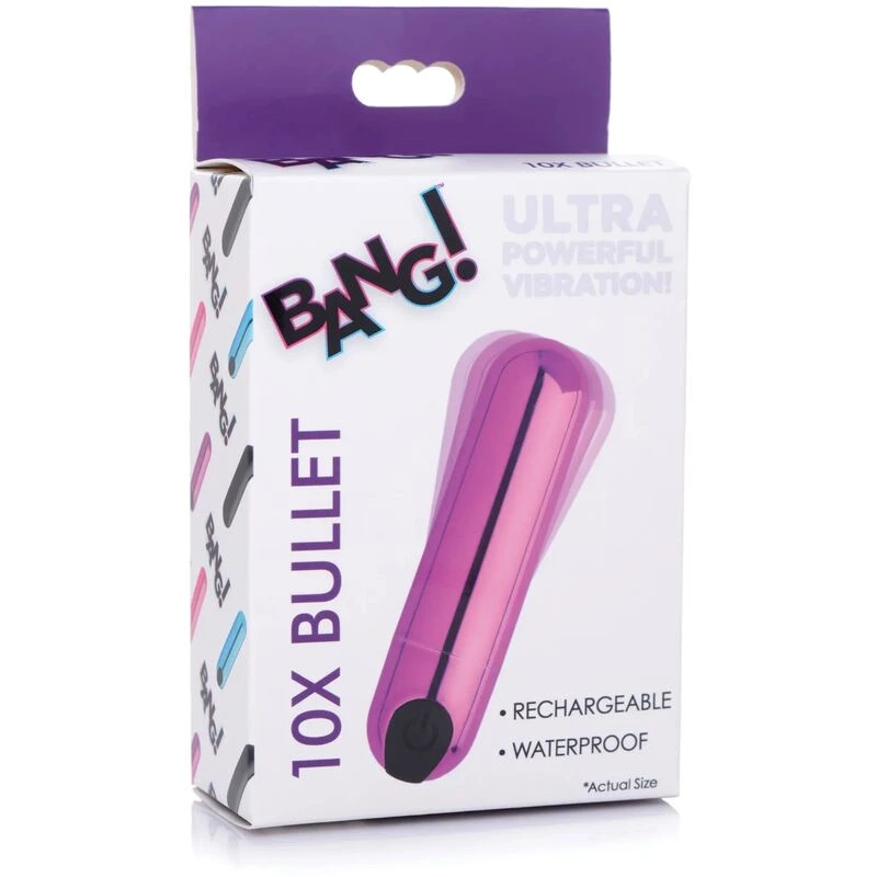 Bang! 10X Rechargeable Vibrating Metallic Bullet - Purple