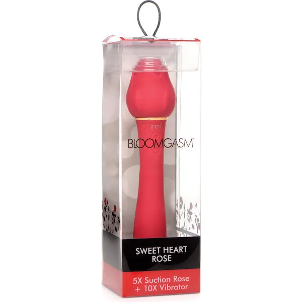 Inmi Bloomgasm Sweet Heart Rose 5X Suction Rose & 10X Vibrator - Red