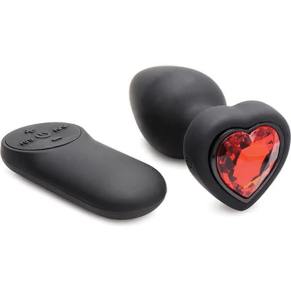Booty-Sparks-28X-Silicone-Vibrating-Red-Heart-Anal-Plug-w-Remote-Small