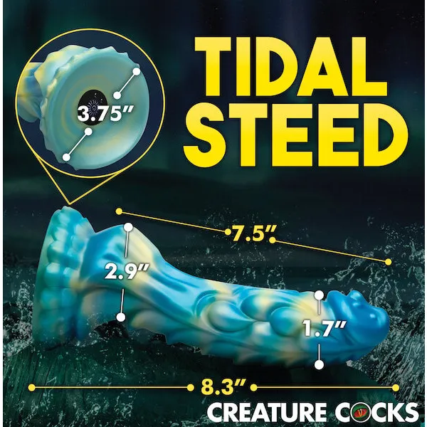Creature-Cocks-Sea-Stallion-Vibrating-Dildo-w-Remote-Blue-Yellow