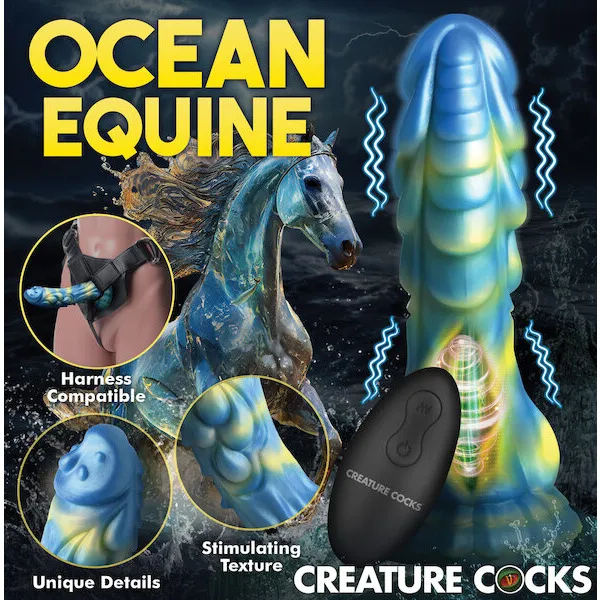Creature-Cocks-Sea-Stallion-Vibrating-Dildo-w-Remote-Blue-Yellow