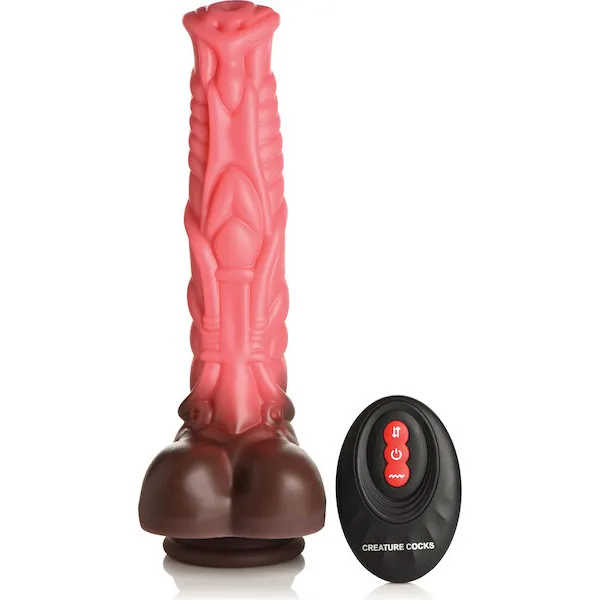 Creature-Cocks-Deluxe-Centaur-Thrusting-and-Vibrating-Silicone-Dildo-w-Remote-Control-Peach-Brown