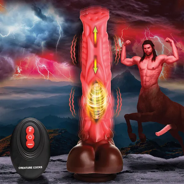 Creature-Cocks-Deluxe-Centaur-Thrusting-and-Vibrating-Silicone-Dildo-w-Remote-Control-Peach-Brown