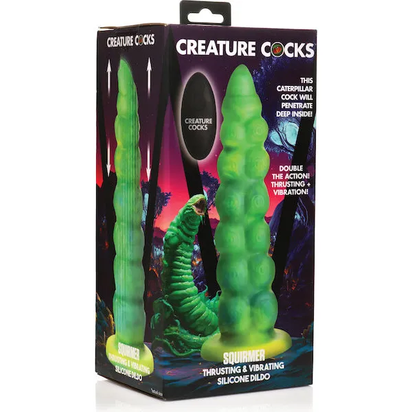 Creature-Cocks-Squirmer-Thrusting-and-Vibrating-Silicone-Dildo-w-Remote-Control-Multi-Color