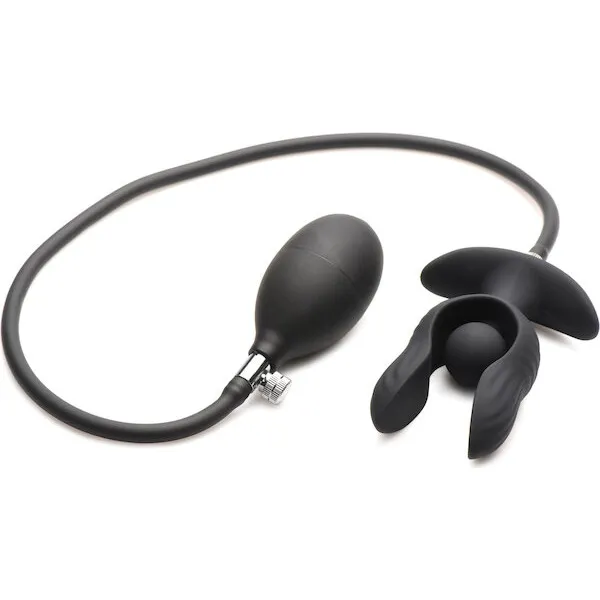 Master Series Dark Pearl Inflatable Vibrating Butt Plug w/Remote Control - Black