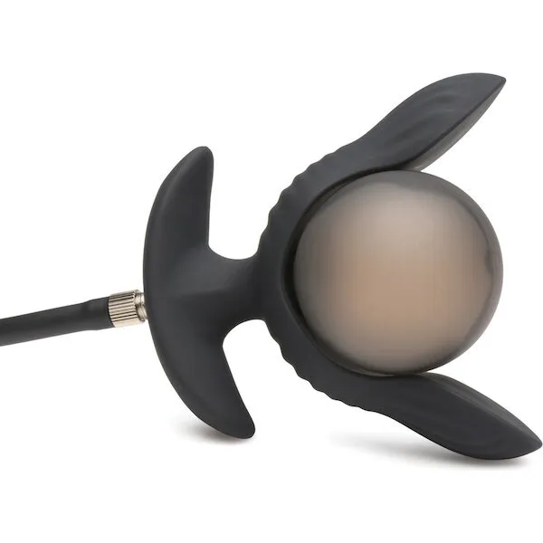 Master Series Dark Pearl Inflatable Vibrating Butt Plug w/Remote Control - Black
