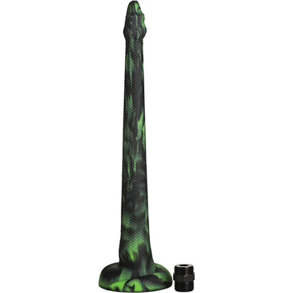 Creature-Cocks-Spitting-Serpent-Silicone-Enema-Snake-Black-Green