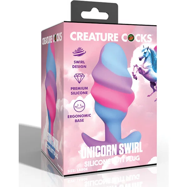 Creature-Cocks-Unicorn-Swirl-Silicone-Butt-Plug-Large