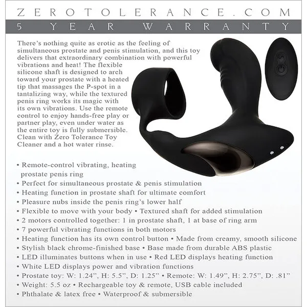 Zero-Tolerance-Strapped-and-Tapped-Rechargeable-Prostate-Vibrator-Black